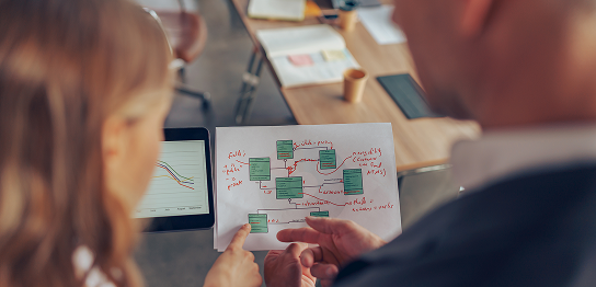 Executives discussing purchasing and supplier strategy